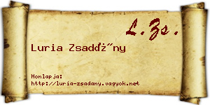 Luria Zsadány névjegykártya
